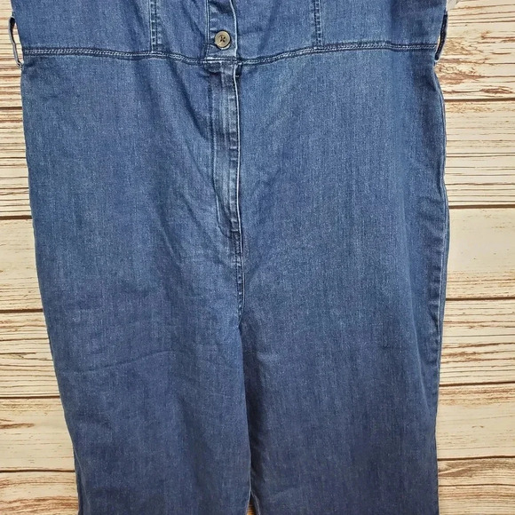 NWT Arizona Jeans Women's XXL Retro Denim Jean Flare Leg Sleeveless Jumpsuit - Picture 4 of 12